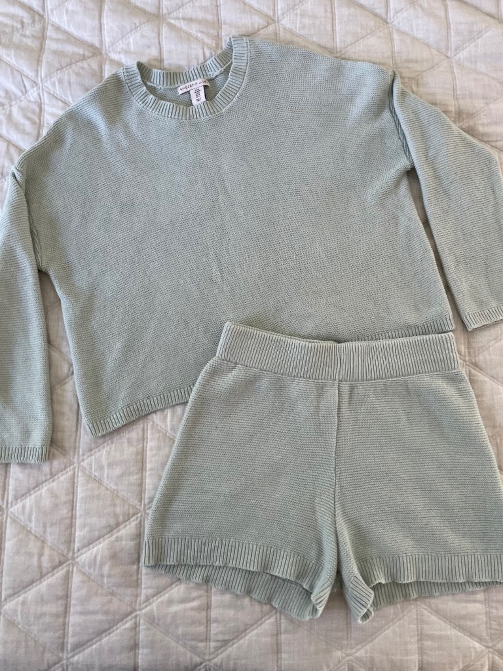 Sincerely Jules | 100% knitted cotton matching shorts & sweater set M